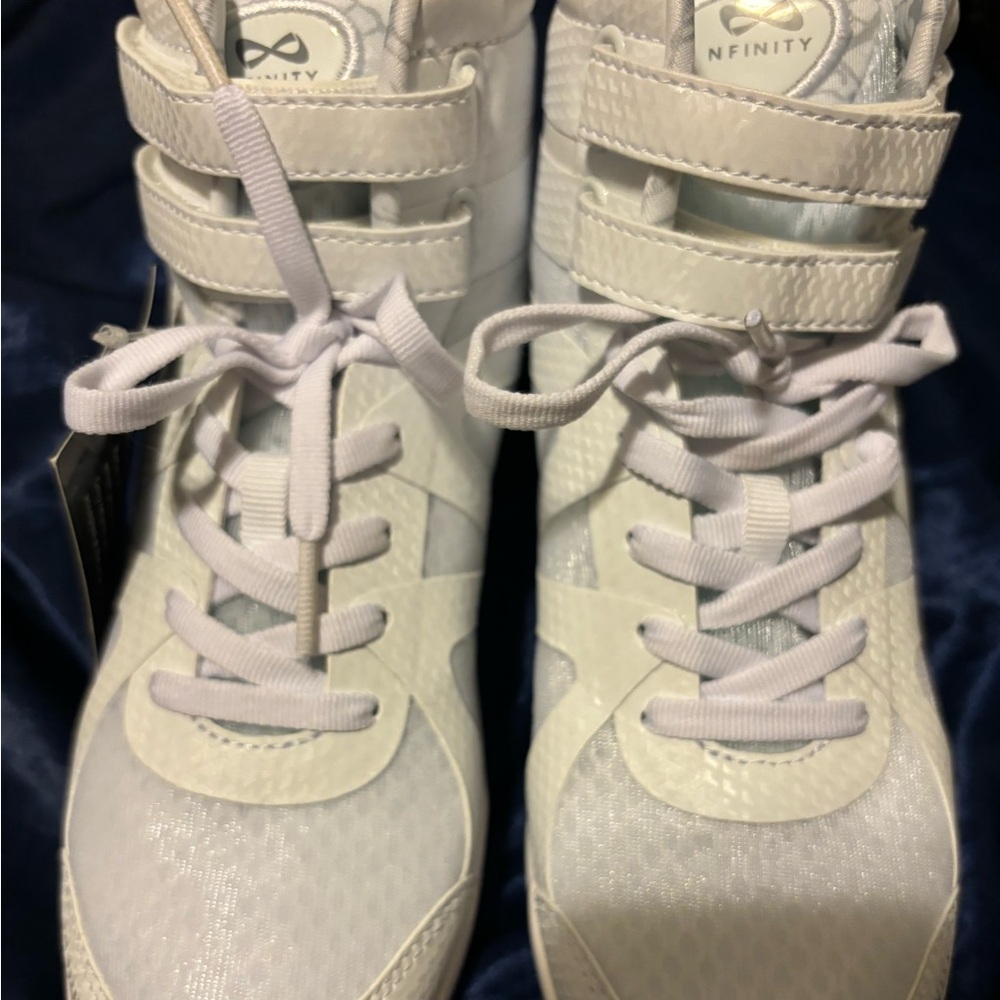 COPY - White Nfinity Beast Mid Top Cheer shoe Size 7